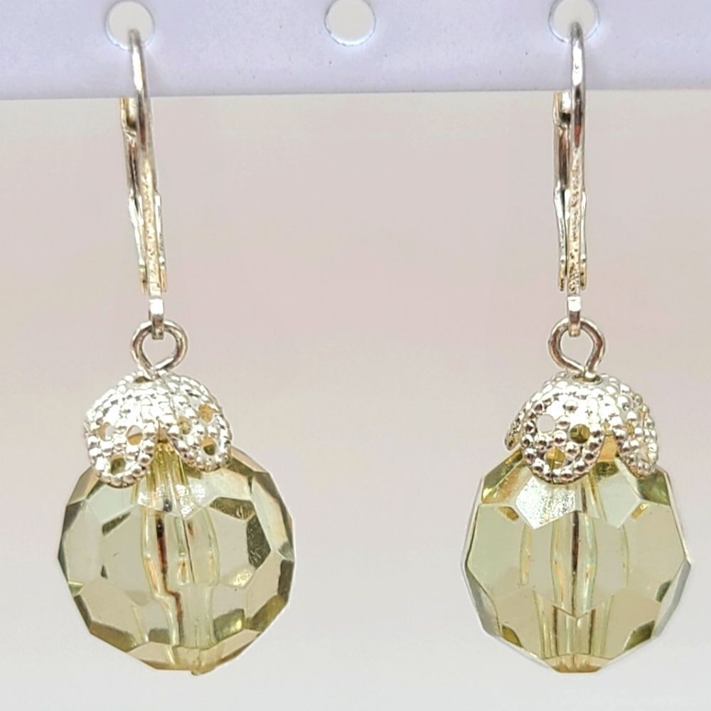 Faceted bead dangle earrings, - Picture 5 of 5